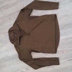 Tru Spec brown fleece waffle half zip pullover thick sweater